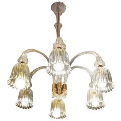 Precious Murano Chandelier by Barovier 
Toso, 1940s