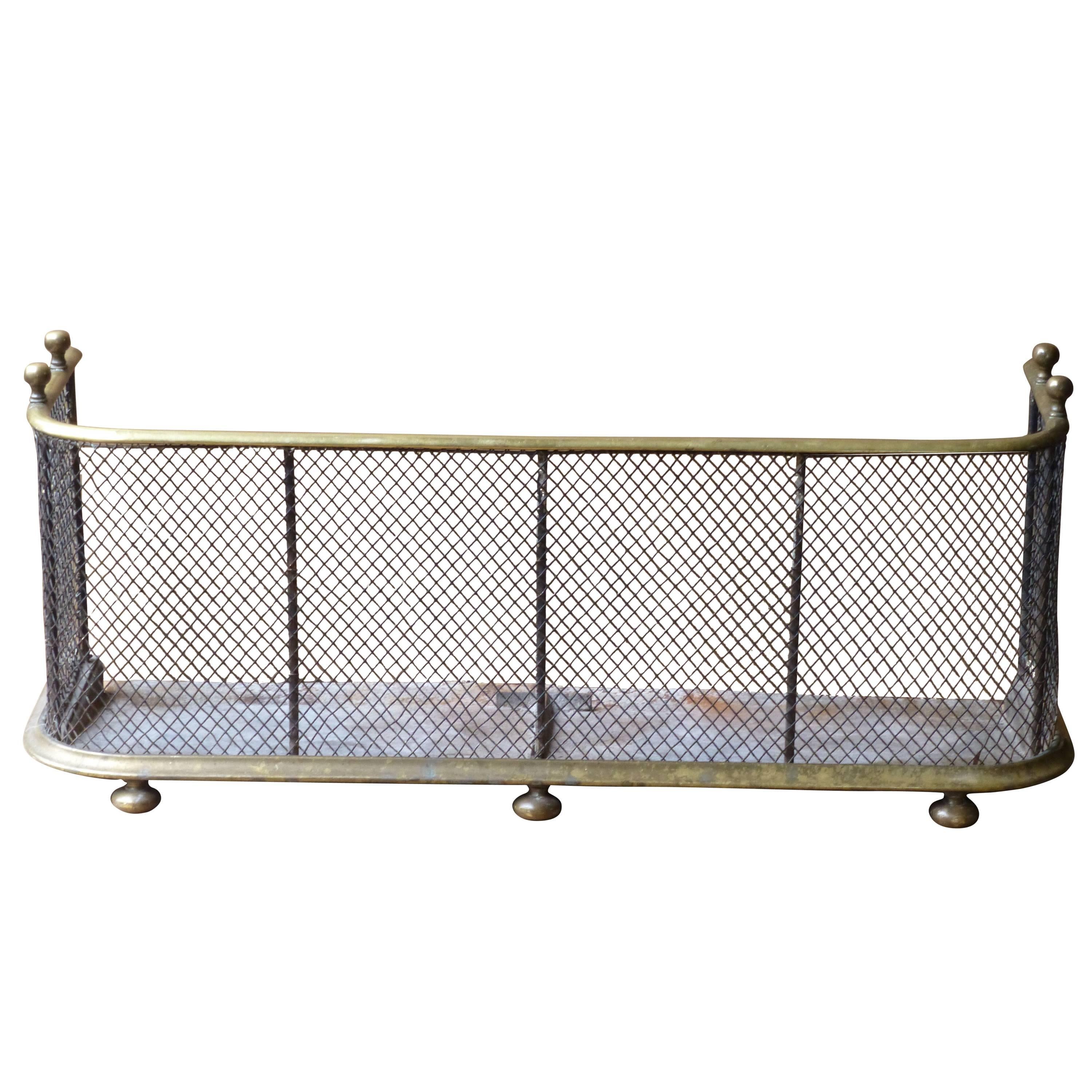 19th Century Brass and Wirework Fender with Ball Finials and Feet