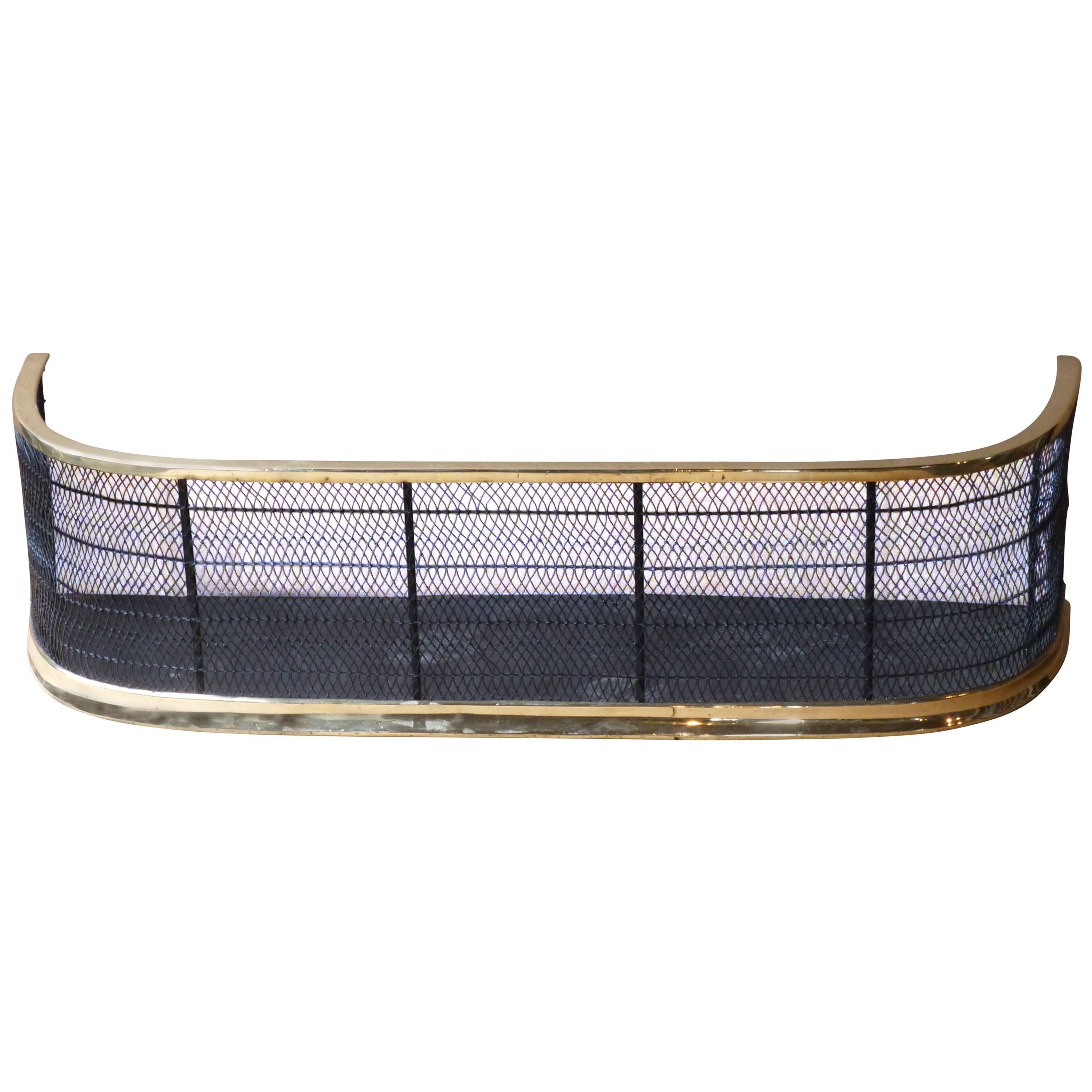 19th Century Polished Brass and Iron Wirework Fender