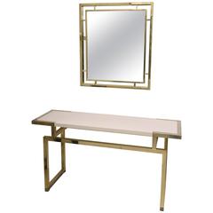 Italian Brass Console Table and Mirror 11