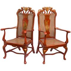 Antique Magnificent Pair of Late 18th Century Continental Chinoiserie Armchairs