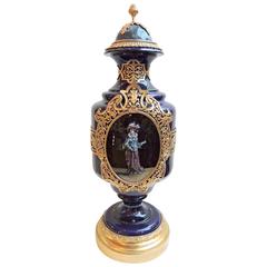 19th Century Porcelain & Gilt Bronze Lidded Baluster Urn with Limoges Portrait