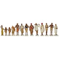 Set of 13 Venetian Bisque Pastel Figures of Various Bazaar Merchants