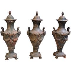 Set of Heavy Cast Iron Garden Statues Set of Heavy Cast Iron Garden Statues