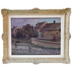 Antique Oil Painting on Canvas, Pierre Prins, St. Evroult, Dated 1885