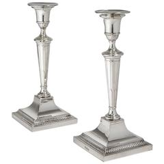 Pair of Neoclassical Style Silver Candlesticks