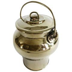 Antique Swedish Small Brass Bucket with Lid, circa 1850