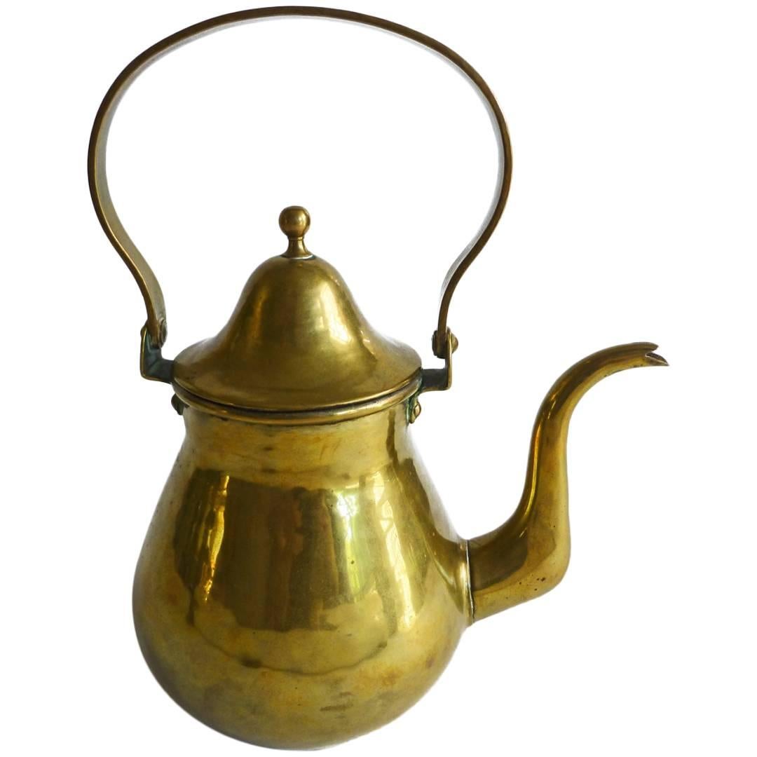English Arts and Crafts Hand Raised Brass Tea Kettle Signed B. G. H., circa 1895 For Sale