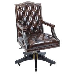 Used English Handmade Designer Leather Desk Chair