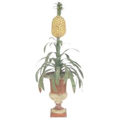 Lifesize Painted Tole and Cast Iron Pineapple Plant