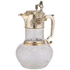 Victorian Silver-Gilt and Crystal Claret Jug