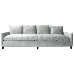 Long and Luxurious Sofa in Silver Antique Velvet