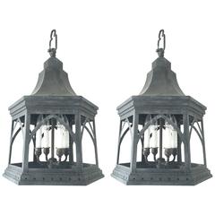 Pair of Regency-Style Chinoiserie Steel Lanterns 12