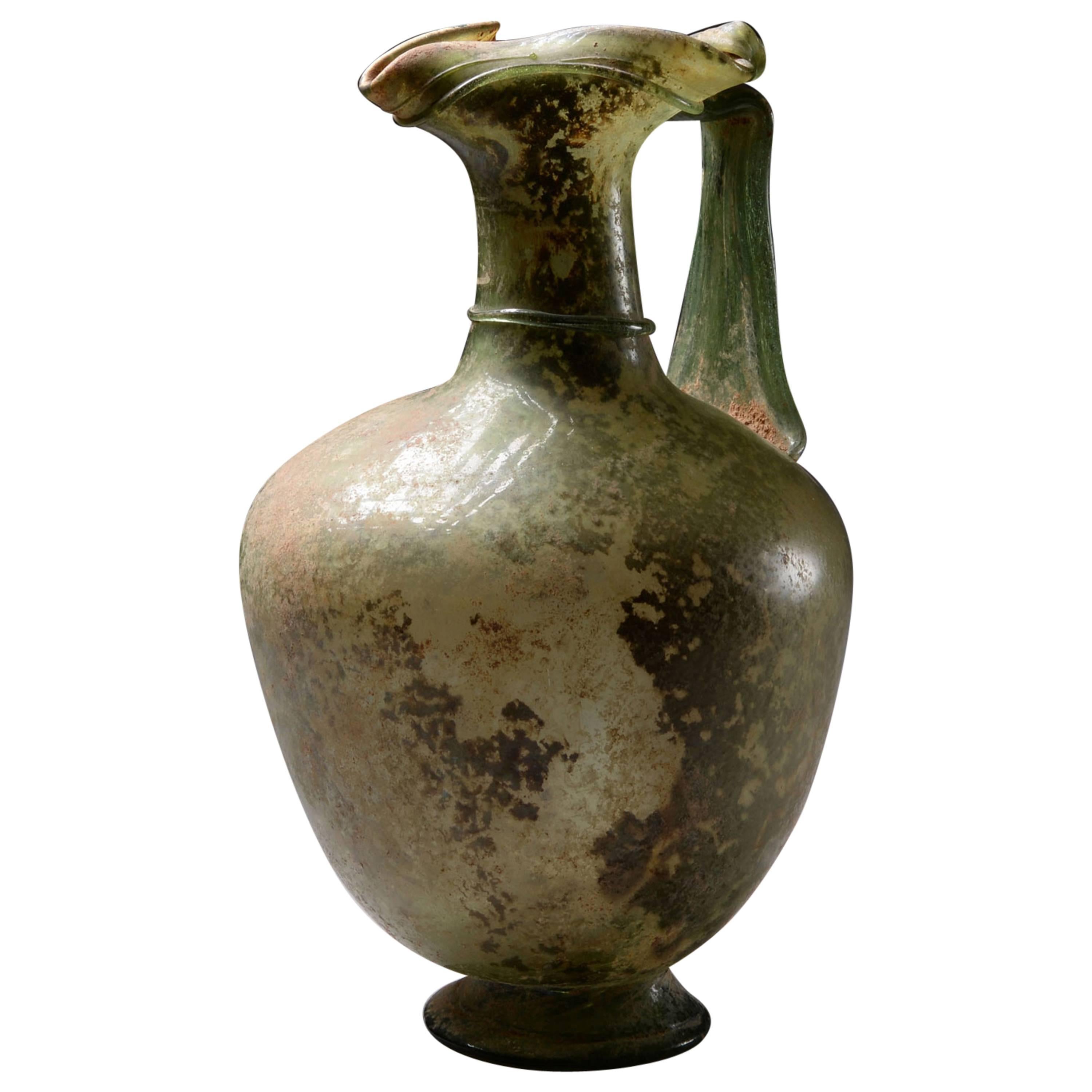 Large Ancient Roman Glass Jug, 250 AD