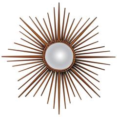 French 1950s Sunburst Convex Gilt Wall Mirror by Chaty Vallauris 8