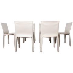 Set of Six Ivory Cab Chairs by Mario Bellini for Cassina