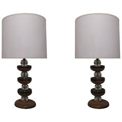 Pair of Sculptural Cerused-Oak Lamps 6