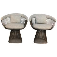 Vintage Pair of Warren Platner Original Bronze Side Chairs