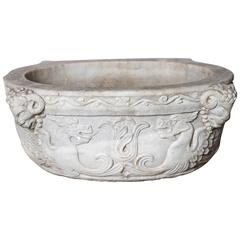 Antique Carved Italian Marble Stoup or Sink, circa 1800