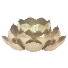 Midcentury Brass Lotus Candleholder 