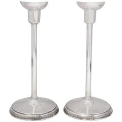 Pair of Sterling Silver Mid-Century Modern Swedish Candlesticks