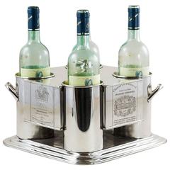 Retro Mid-Century French Silver Wine Chiller with Engraved Wine Labels, 1966
