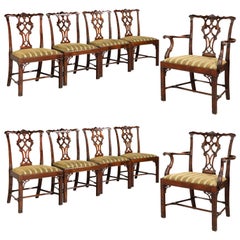 Set of Ten Chippendale Design Mahogany Framed Chairs