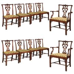 Set of Ten Chippendale Design Mahogany Framed Chairs 2