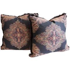 Throw Pillows Made from Ralph Lauren Wool Paisley and Real Rabbit Fur Trim