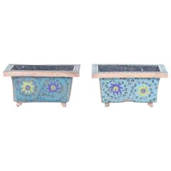Pair of Cloisonné Planters Decorated in a Floral Motif