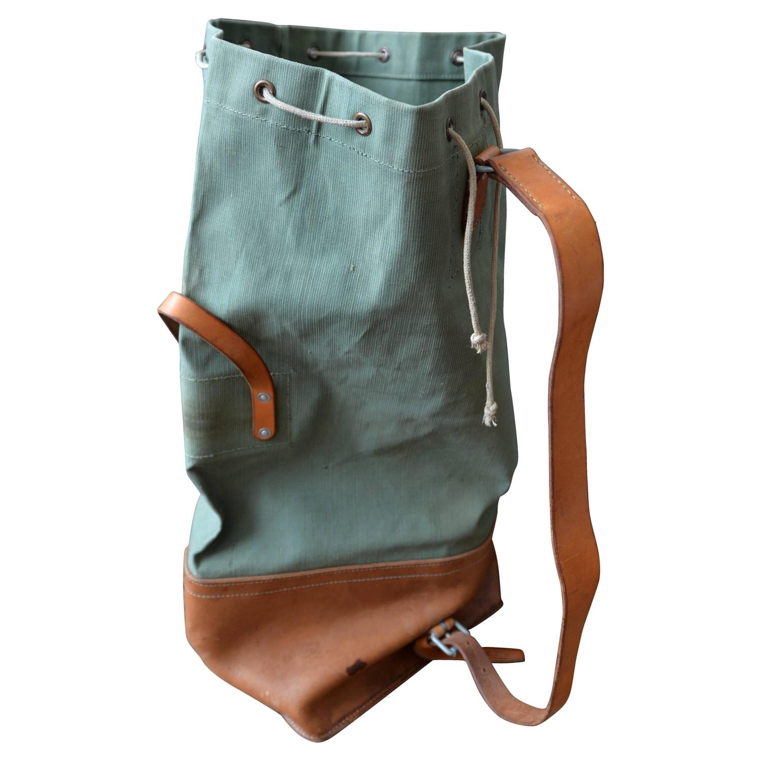 1970s Swiss Army Military Leather Backpack or Shoulder Bag at 1stdibs