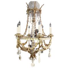Antique Superb Louis XVI Style Bronze and Rock Crystal Figural Chandelier, circa 1890