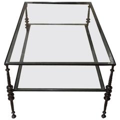 Giacometti Style Black Wrought Iron Two-Tier Cocktail Table