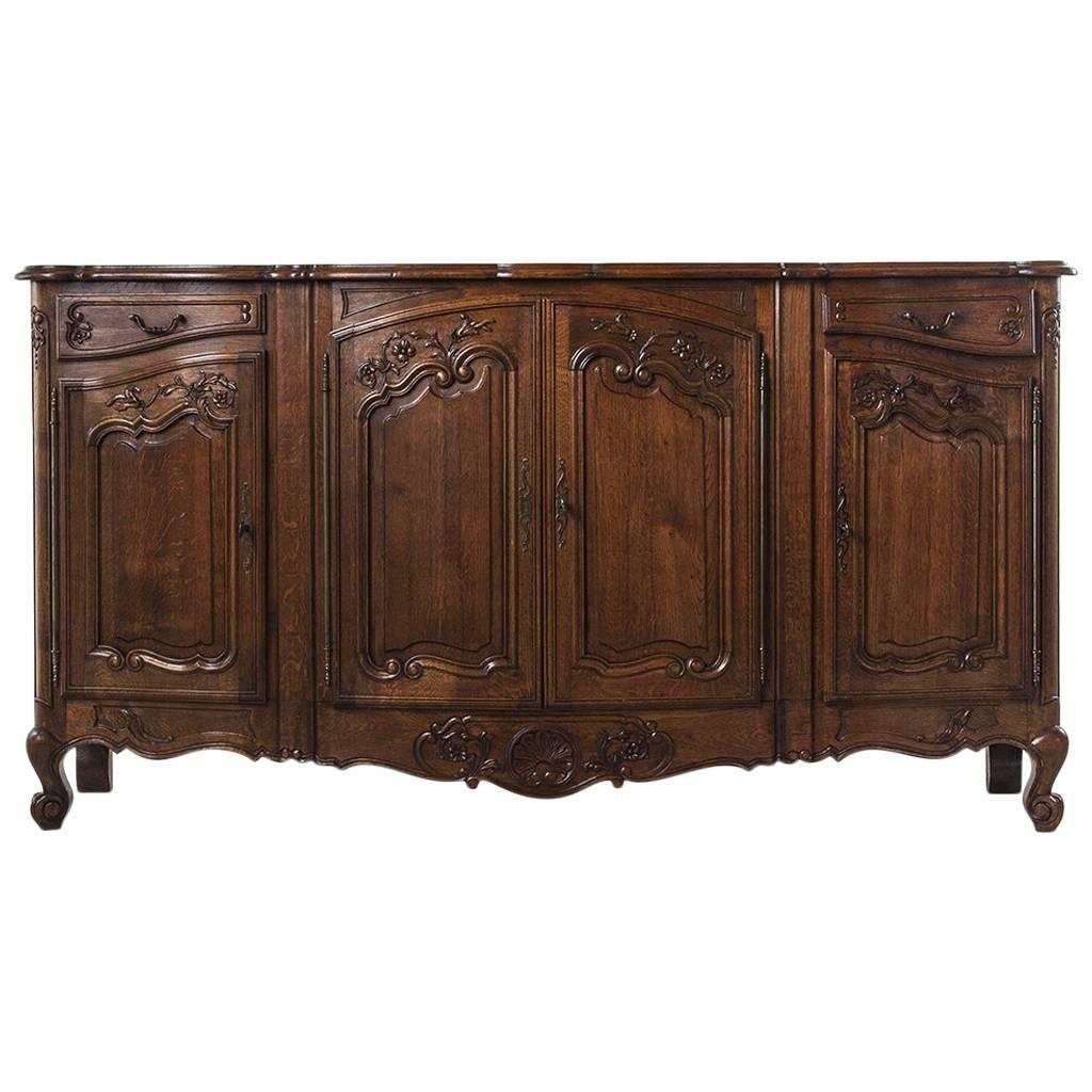 Hand-Carved Louis XV Style Enfilade or Buffet with Four Doors and Knife Drawers