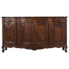 Antique Hand-Carved Louis XV Style Enfilade or Buffet with Four Doors and Knife Drawers