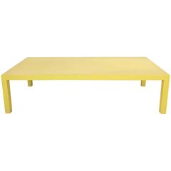 Yellow Woven Coffee Table Attributed to Karl Springer