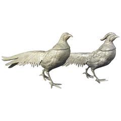 French Vintage Pair of Table Pheasants