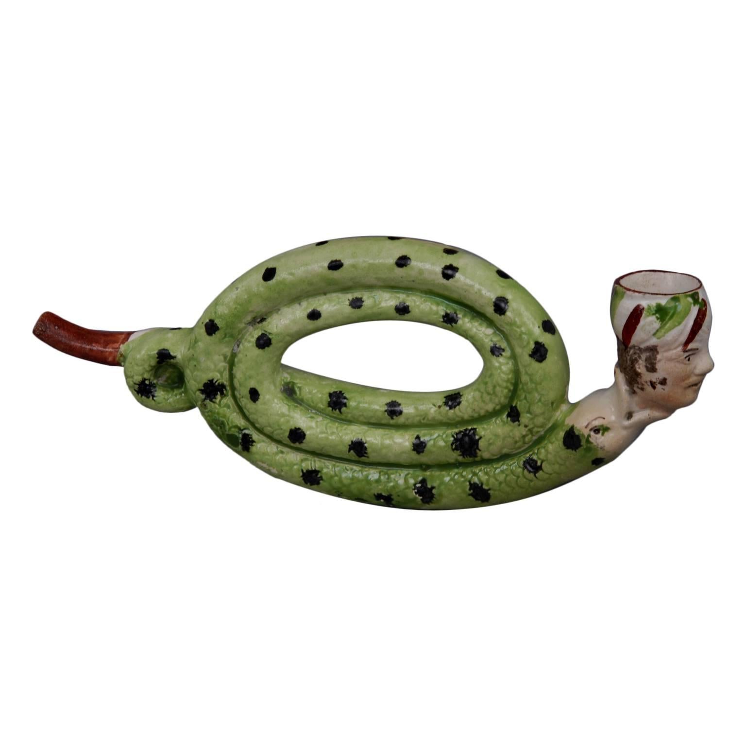 Rare Pipe in the Shape of a Snake, circa 1810 For Sale