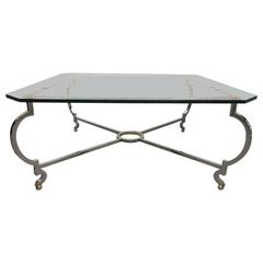 Steel and Brass Coffee Table in the Manner of Jansen 11
