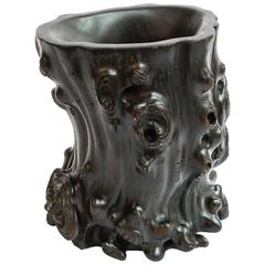 Chinese Root Form Zitan Brush Pot 3
