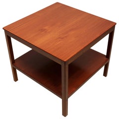Square Side Table with Bottom Shelf in Cuban Mahogany by Kaare Klint