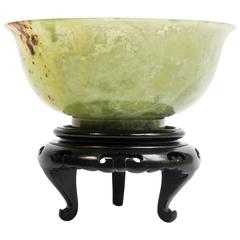 19th Century Chinese Spinach Jade Bowl