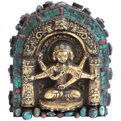 19th Century Tibetan Gua with Turquoise and Coral