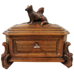 Folk Art Box with Carved Fox
