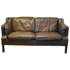 Danish Modern Full Grain Leather Love Seat, circa 1970