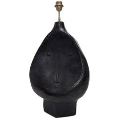 Large Double Faces Lamp Base Glazed in Black and White
