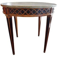 French Louis XVI Style Bouillotte Table With Marble Top, 1940's