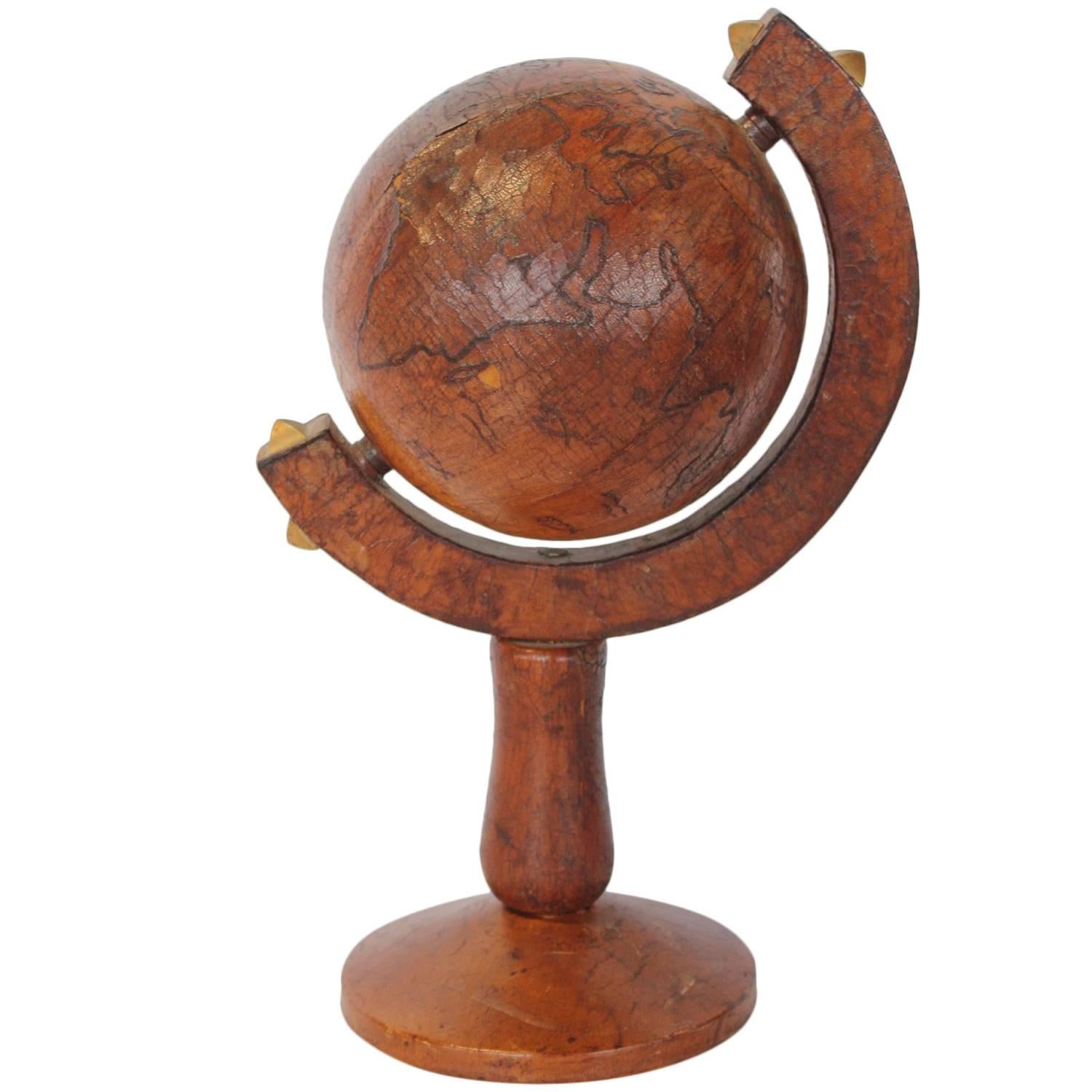 Italian Leather Decorative Desk World Globe