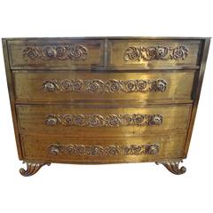 Rare French Louis XVI Style Bronze And Opaline Glass Commode