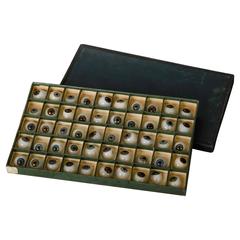 Box of 50 Blown Glass Eyes, Early 20th Century Antique Box of 50 Blown Glass Eyes, Early 20th Century